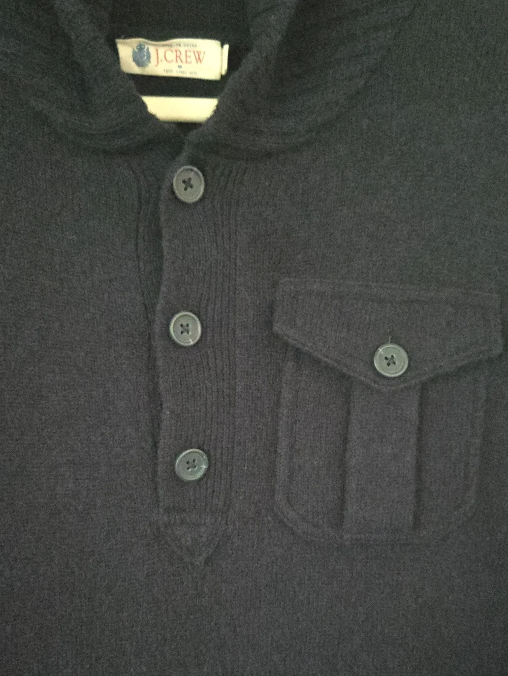J. Crew Men’s Lambswool Shawl Collar Knit Sweater Navy Size Small NWOT
